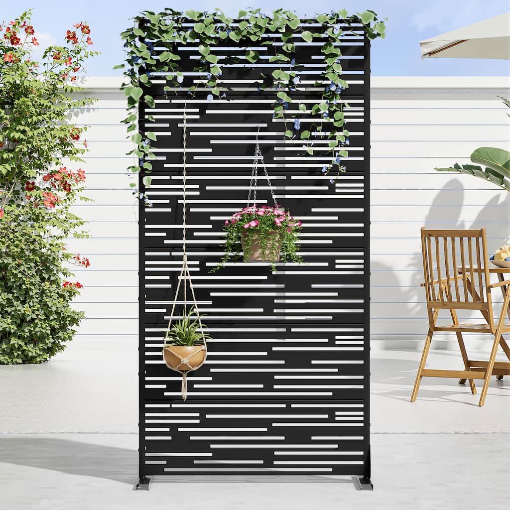 Dovelina 6ft.x 4ft. Outdoor Freestanding Metal Privacy Screen Decorative Garden Fence