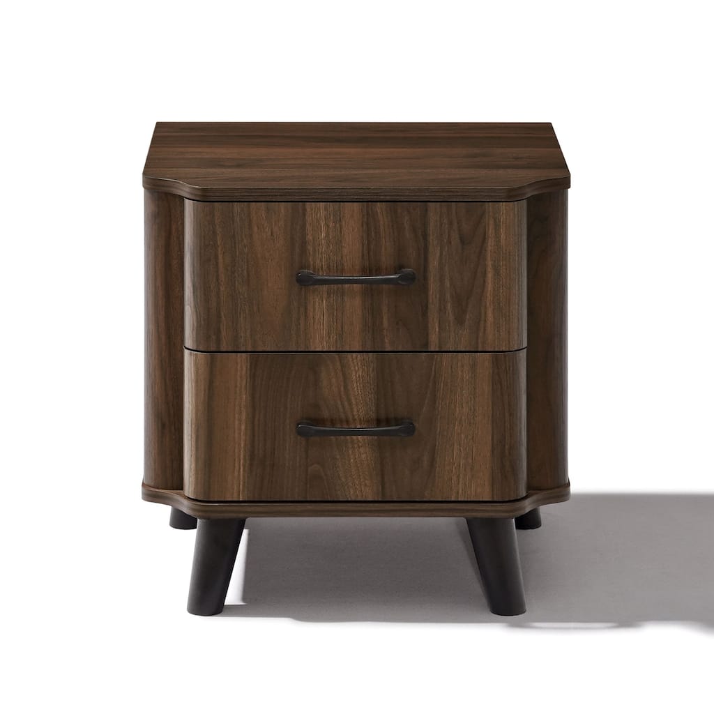 Dark Oak Manufactured Wood 2-Drawer 19.6-Inch Tall End Table and Nightstand