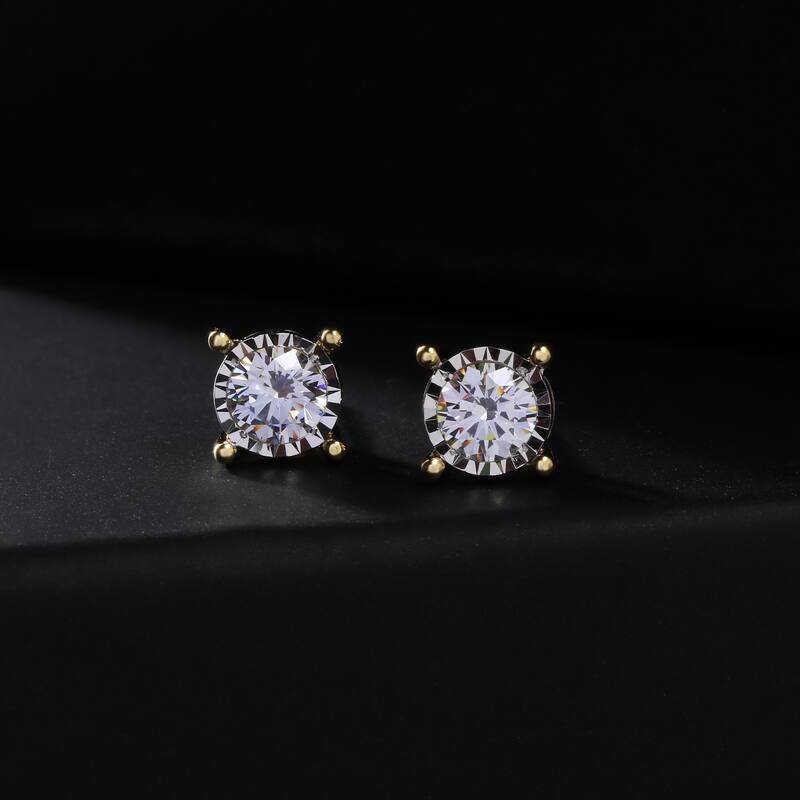 1/20ct - 3/4ct TDW Diamond Stud Earrings in Silver for Women - 3/4 ct - Yellow