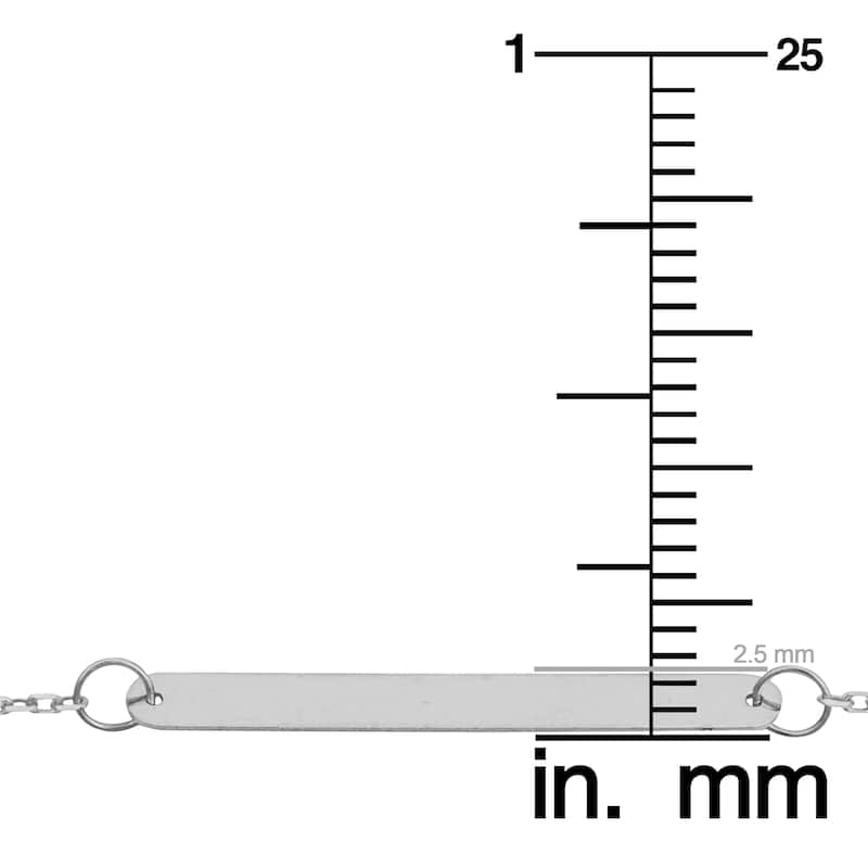 14k White Gold Bar Station Adjustable Length Anklet (adjusts to 9 or 10 inches)
