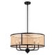 preview thumbnail 8 of 12, Berens 5 Light Matte Black Modern Farmhouse Drum Pendant Fixture with Rattan Cane Shade - 24-in W x 13.5-in H x 24-in D