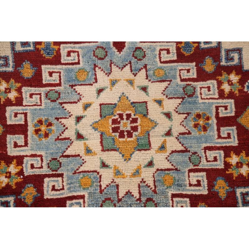 Kazak Area Rug Hand-Knotted Wool Carpet - 6'8" x 9'10"