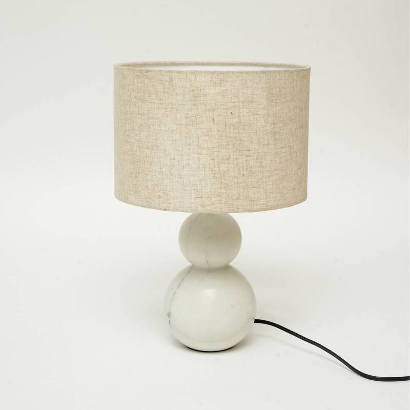 Jack Modern White Marble Table Lamp - Sleek & Stylish Home Lighting-12X12X18" - White