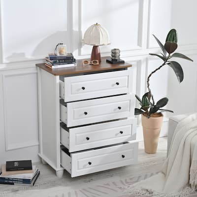 Contemporary 4-Drawer Chest – Tall Wooden Storage Cabinet for Entryway, Hallway or Living Room‌