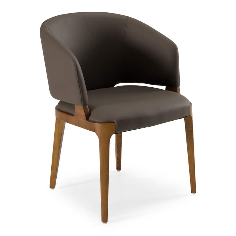 Modrest Baskin Brown and Walnut Arm Dining Chair