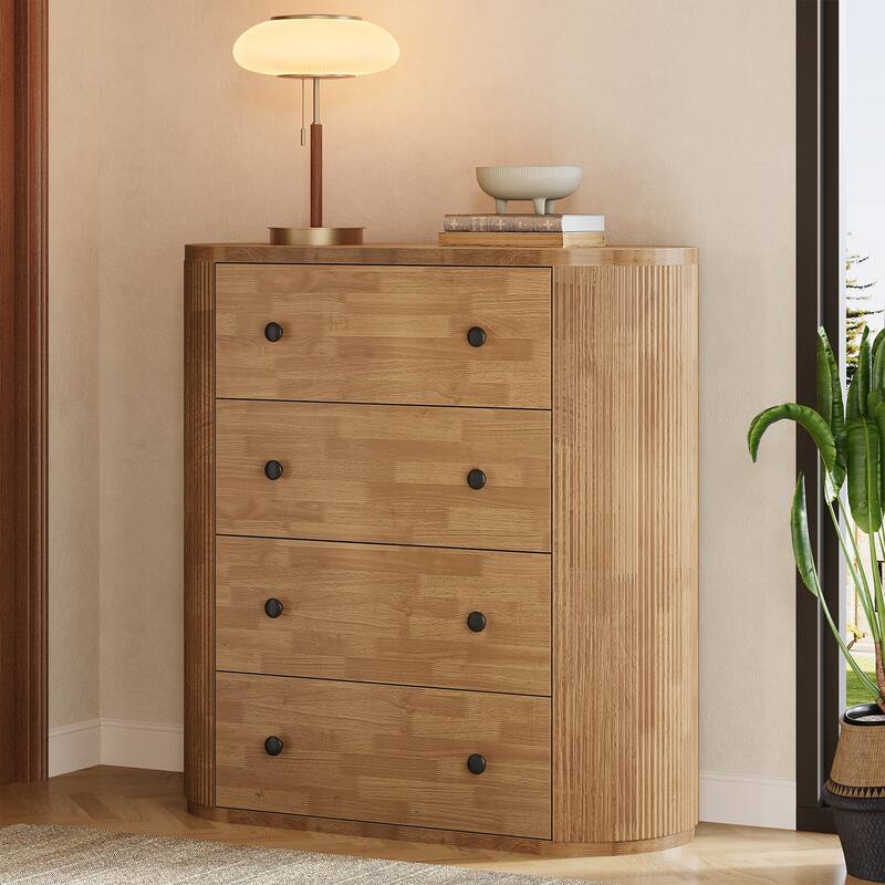 4-Drawer Wood Chest, Storage Cabinet Organizer for Bedroom, Living Room, Entryway