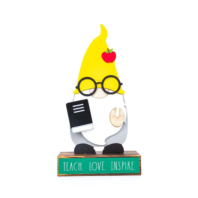 Rae Dunn Wooden Gnome TEACHER Themed Desktop Décor