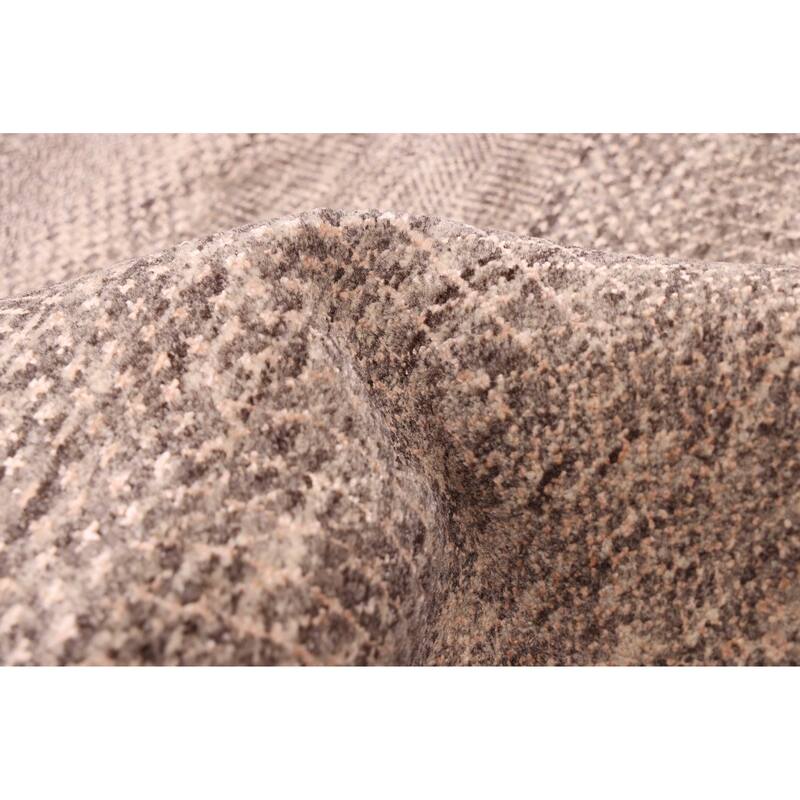 ECARPETGALLERY Hand-knotted Finest Silk Shadow Dark Grey Viscose, Wool Rug - 8'0 x 9'9