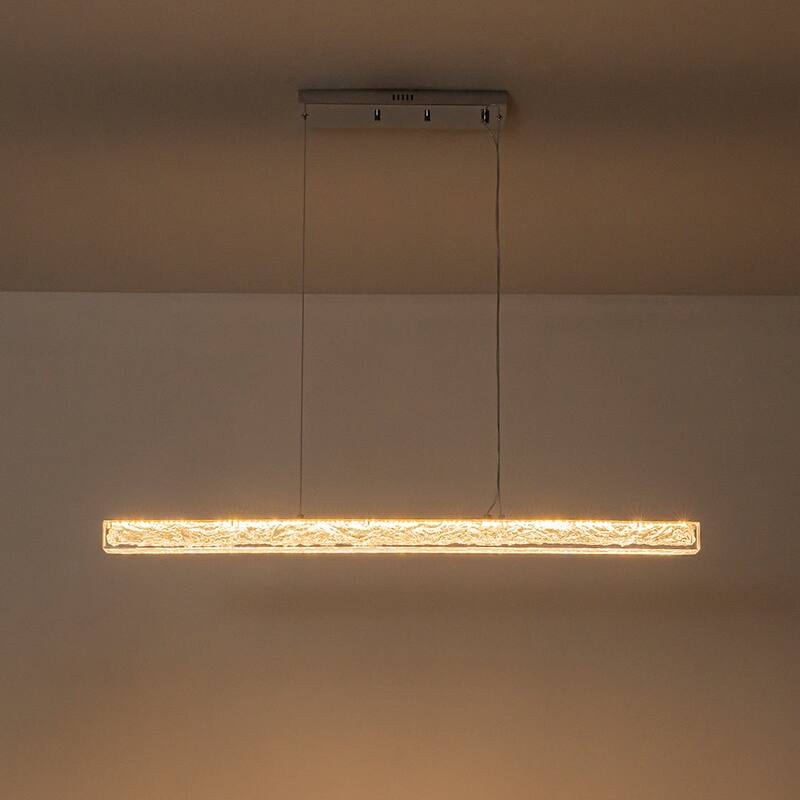 Contemporary Dimmable LED Crystal Style Resin Linear Island Pendant