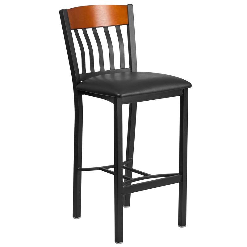 2 Pk. Eclipse Series Vertical Back Metal and Wood Restaurant Barstool - 17"W x 23"D x 42.75"H - 17"W x 23"D x 42.75"H
