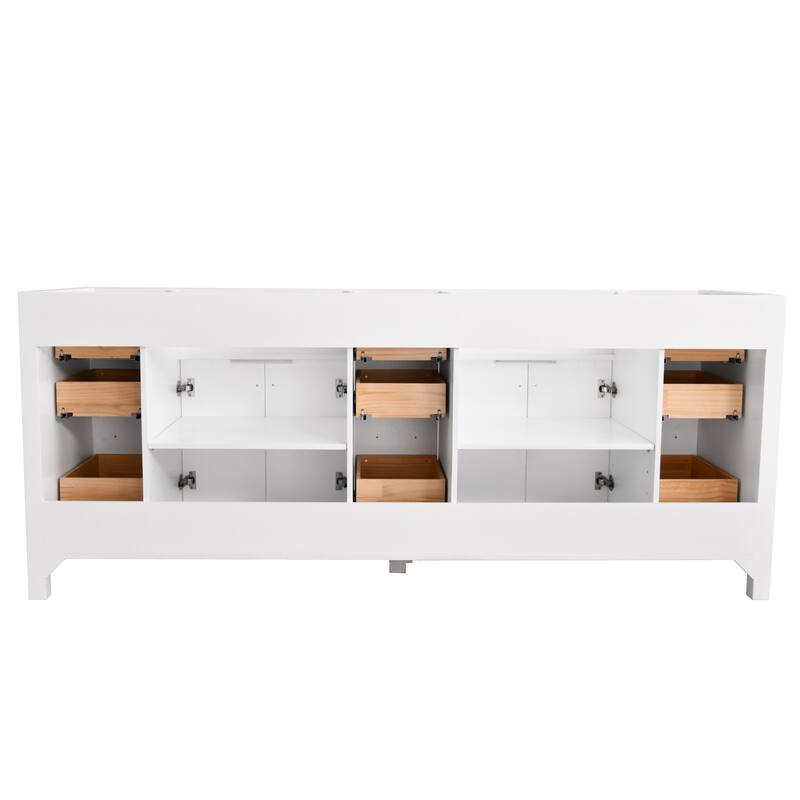 Prismatica Double Sink Bathroom Vanity 84 in White, Marble Countertop & Splash