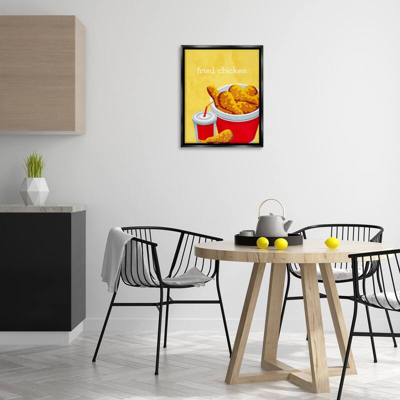 Stupell Chicken Bucket Takeout Framed Floater Canvas Wall Art Design By Kim Allen