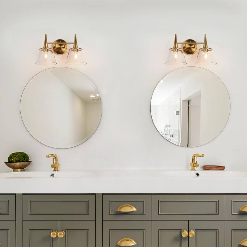 Mola Modern Gold 1/2/3/4-Light Bathroom Vanity Lights Glass Wall Sconces