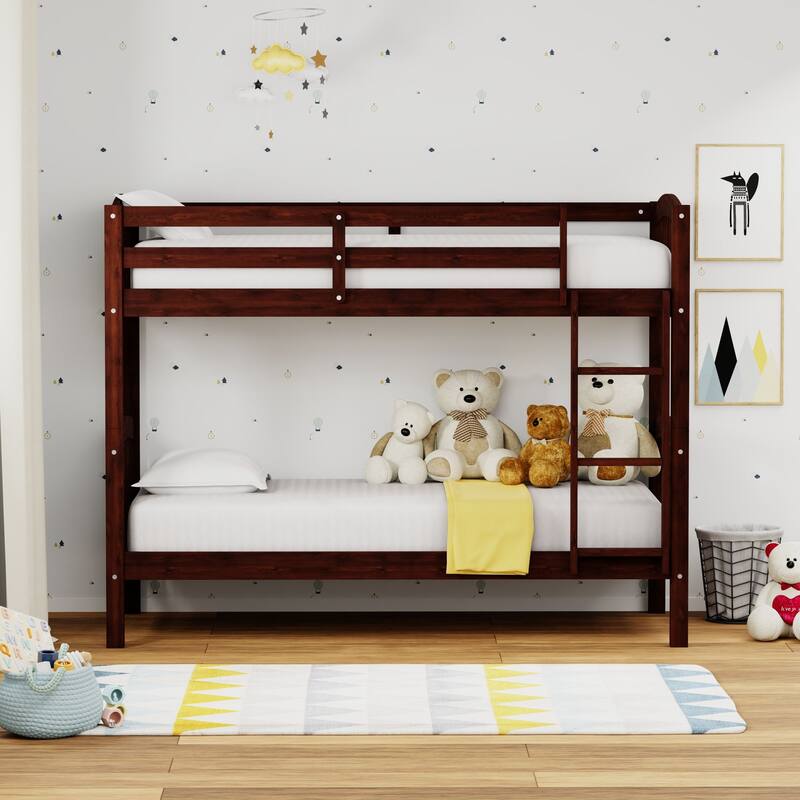Arca Wood Twin Over Twin Bunk Bed - Brown - Twin-over-Twin