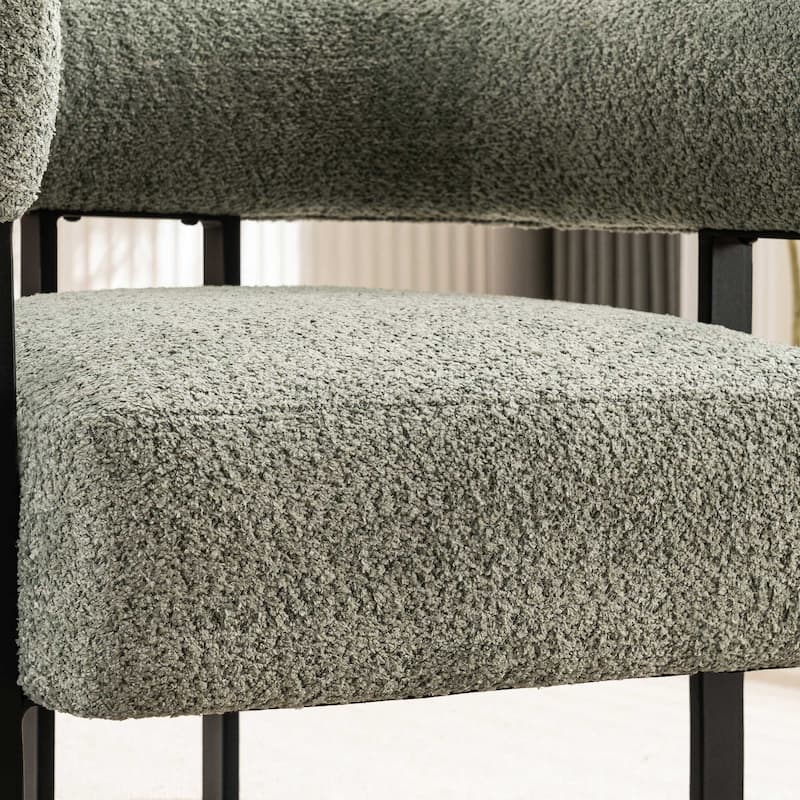 Upholstered Teddy Velvet Single Accent Chair Modern Corner Padded Boucle Armchair for Living Room Bedroom Lounge