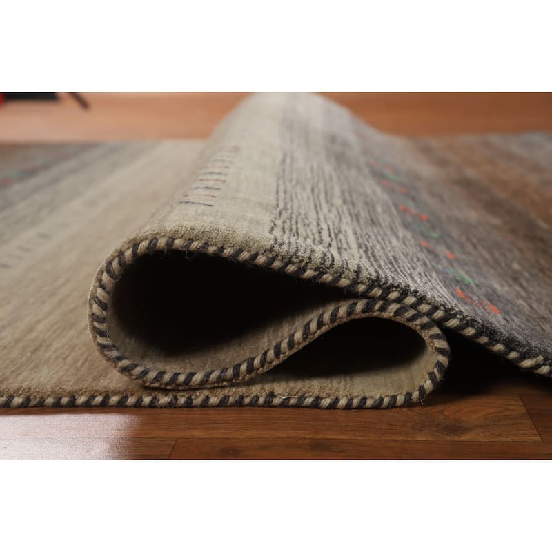 Hand Knotted Oriental 100% Wool Carpet Tribal Stripe Multi-Colored Gabbeh Area Rug - 7' 10'' X 5' 8''