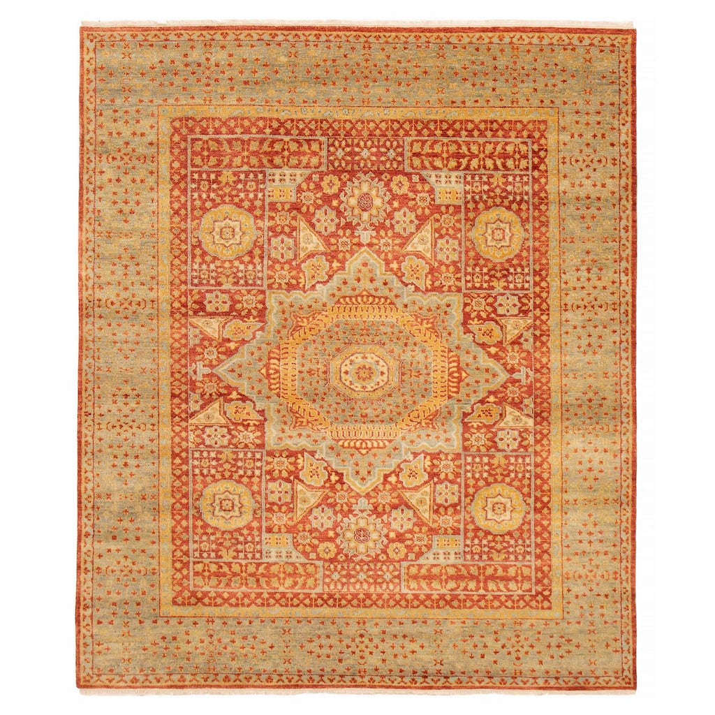 ECARPETGALLERY Hand-knotted Mamluk Dark Copper Wool Rug - 7'9 x 9'5