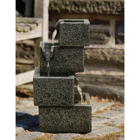 Concrete Crates Fountain With Warm White LED Lights