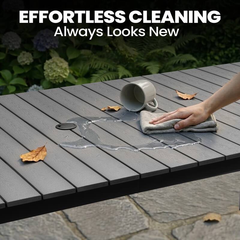 Pellebant Premium Outdoor Patio Aluminum Dining Table with Umbrella Hole