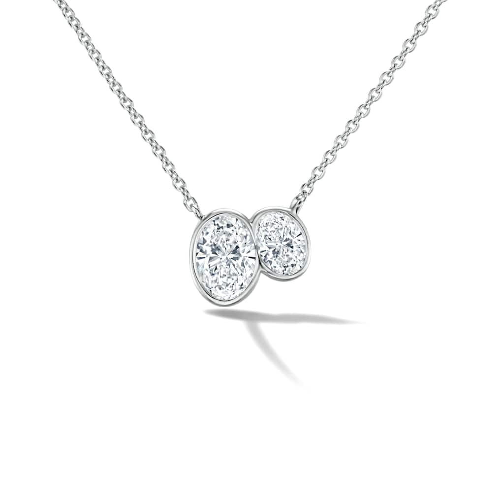 Auriya 14K Gold Oval Lab Grown Toi Et Moi Diamond Pendant Necklace 1.25ct. tw. (F-G VS)