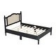 preview thumbnail 13 of 18, Walnut Platform Bed with Rattan Headboard for a Modern Bedroom Look