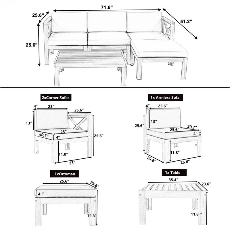 5-Piece Sectional Sofa Seating Group Set