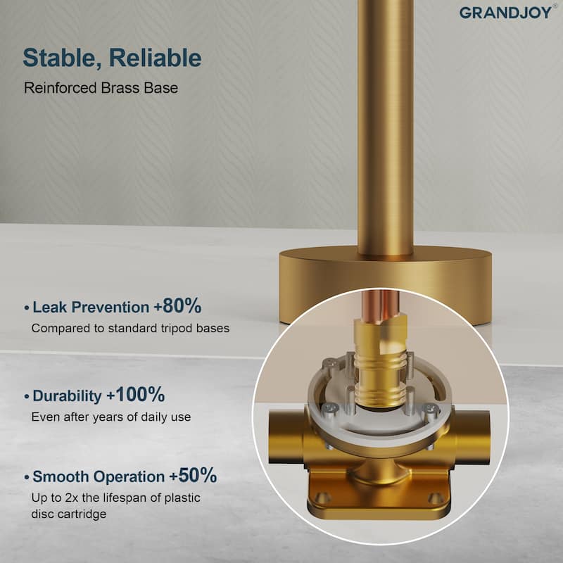 GRANDJOY 1-Handle Freestanding Tub Faucet with Integrated Hand Shower