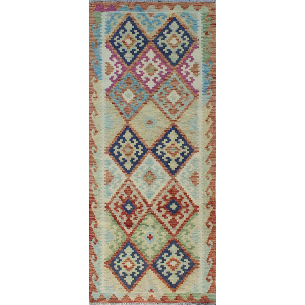 Sun Faded Flatweave Wajahat Red/Ivory Runner - 2'7" x 6'4"