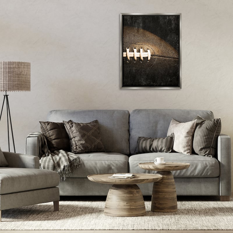 Stupell Rustic Football Close Up Framed Floater Canvas Wall Art Design By Kim Allen