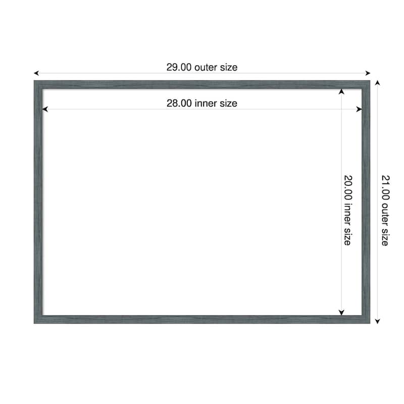 Amanti Art Dixie Blue Grey Rustic Narrow Framed Dry Erase Magnetic Board - 29 x 21 in