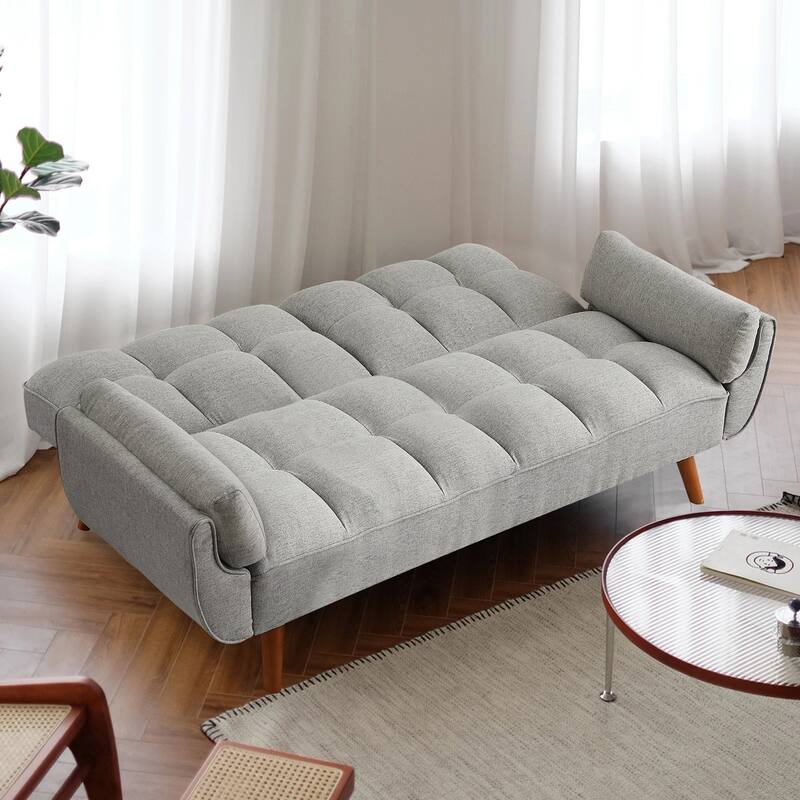 Futon Sofa Bed, Convertible Sleeper Couch with Pillows, Foldable Loveseat Furniture for Living Room
