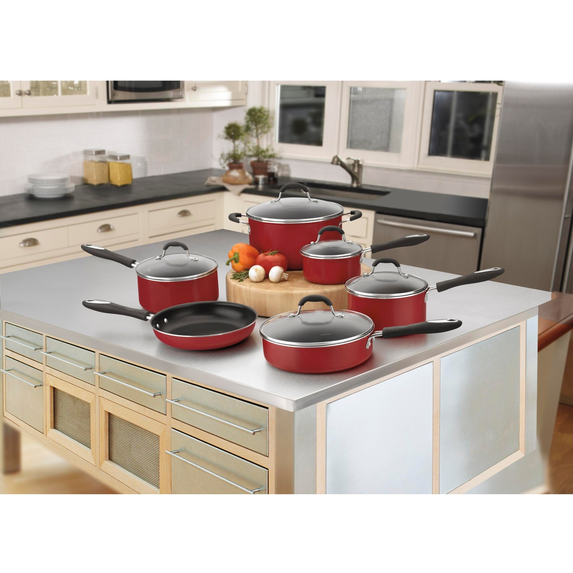 Cuisinart 11-Piece Ceramica XT Nonstick Cookware Set, Red