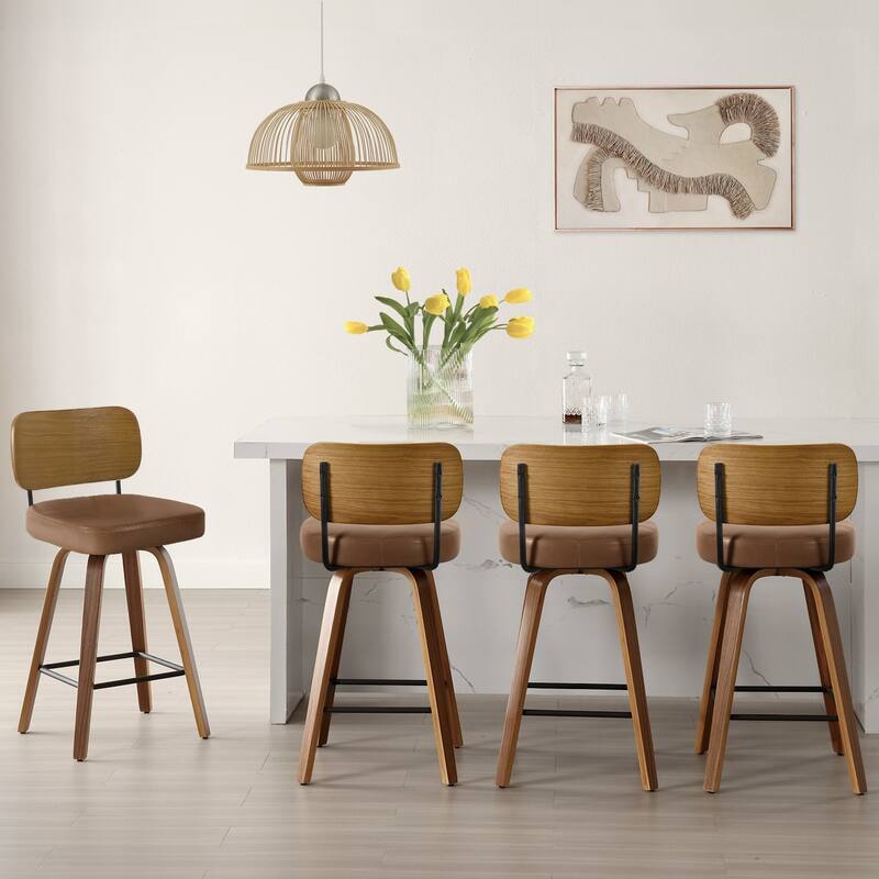 26" Swivel Upholstered Counter Height Bar Stool - 36.4" H x 17.1" W x 20" D