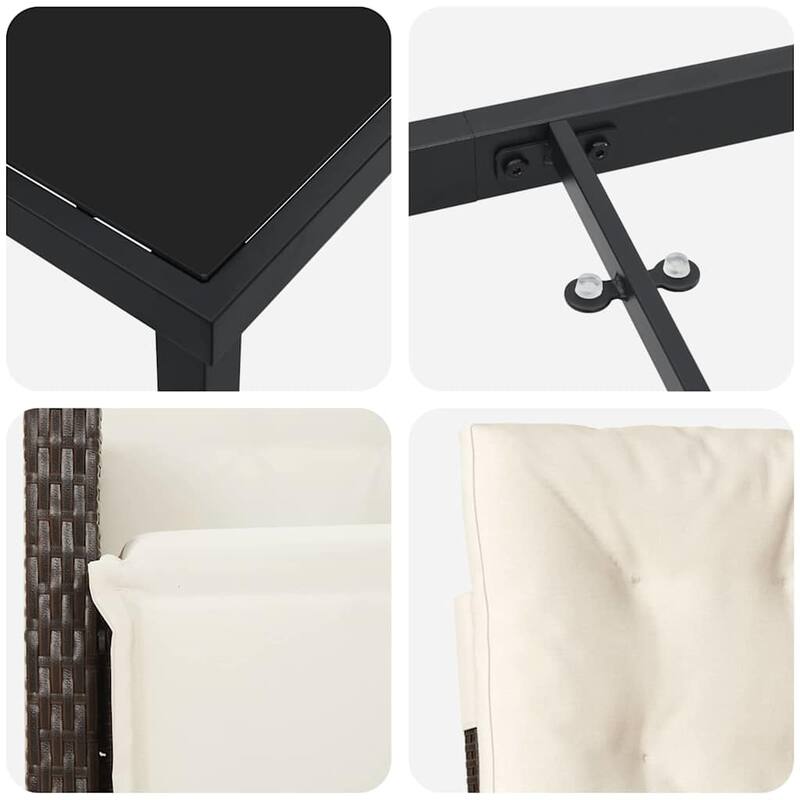 vidaXL Garden Dining Set with Cushion Poly Rattan