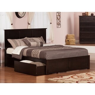King Espresso Wood Platform Bed