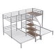 preview thumbnail 13 of 16, Metal Twin over Twin & Twin Bunk Bed, Triple Bunk Bed with Storage Shelves Staircase