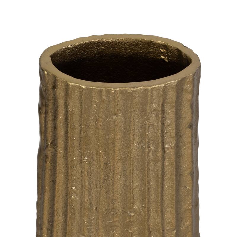Sagebrook Home Metal, Ribbed Floor Vase, Elegant Accent