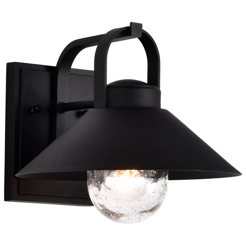 Ridge Medium Outdoor Lantern Black Finish Clear Seeded Glass