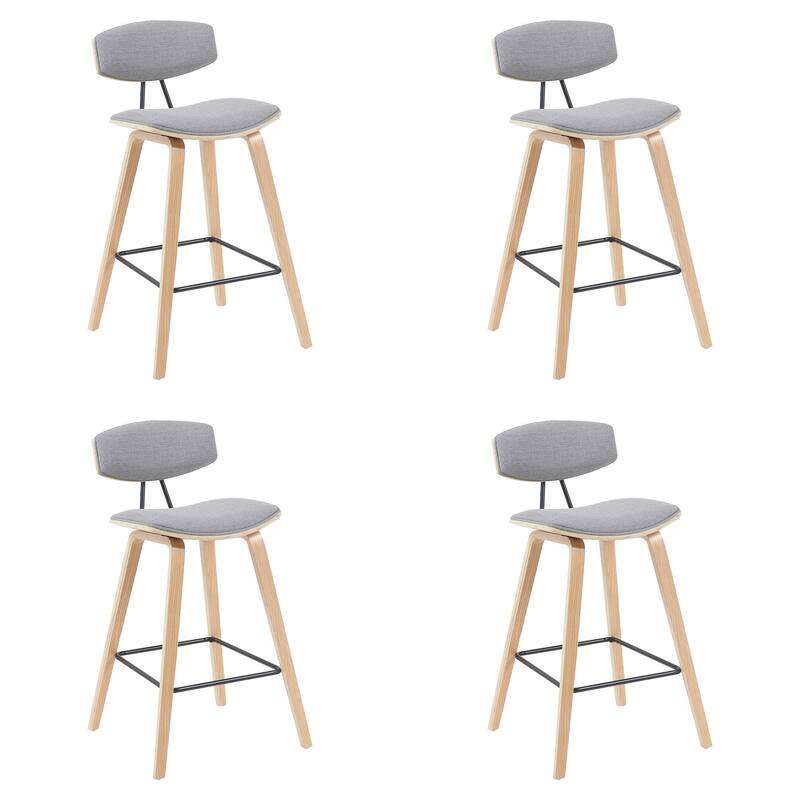 Fox Mid-Century Bar Stool, Upholstered Counter Height Chair with Bentwood Legs