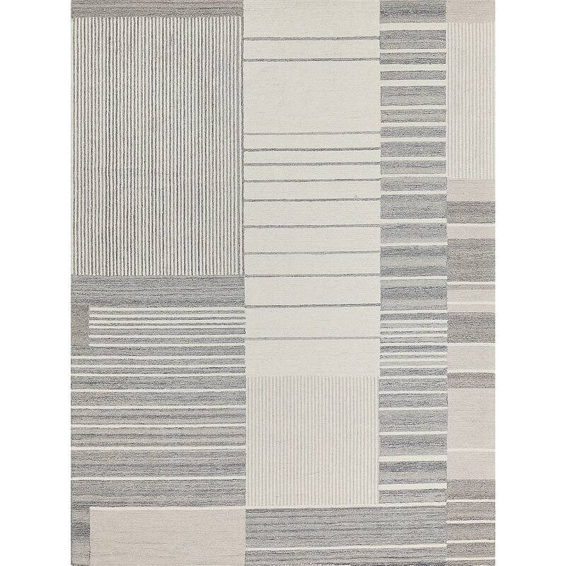 Exquisite Rugs Castine Handmade Hand-tufted New Zealand Wool on Canvas Silver/Ivory Area Rug