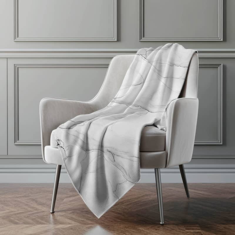 Premium Machine Washable Modern Abstract Sherpa Throw Blanket - Gray - 4'2" x 5'10"