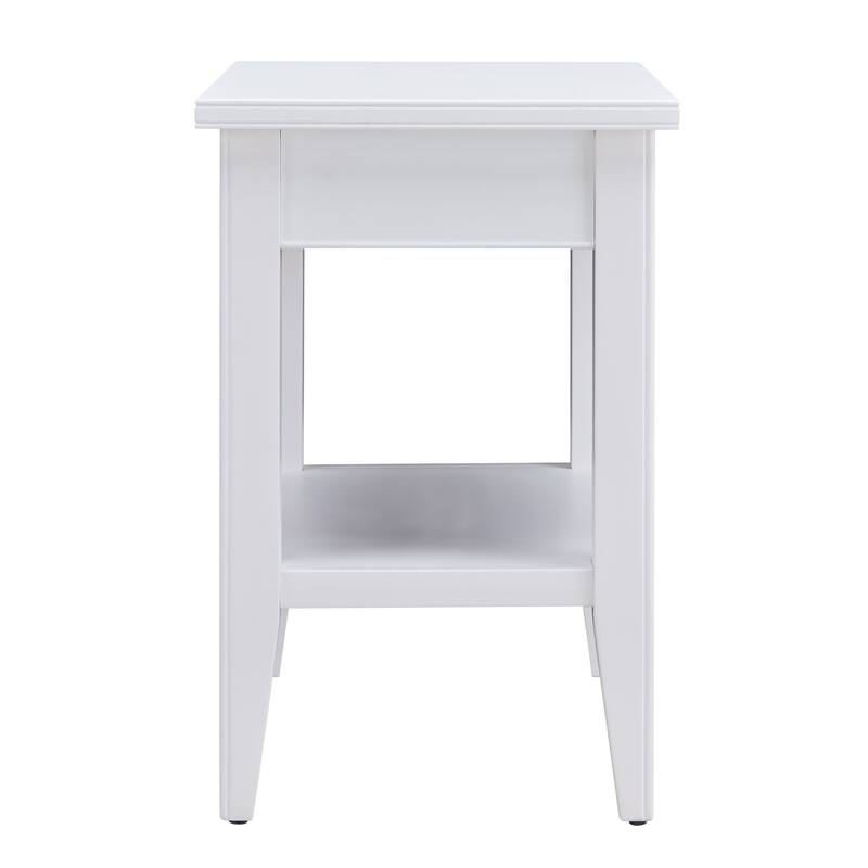 Laurent Narrow Solid Wood Side End Table with Shelf