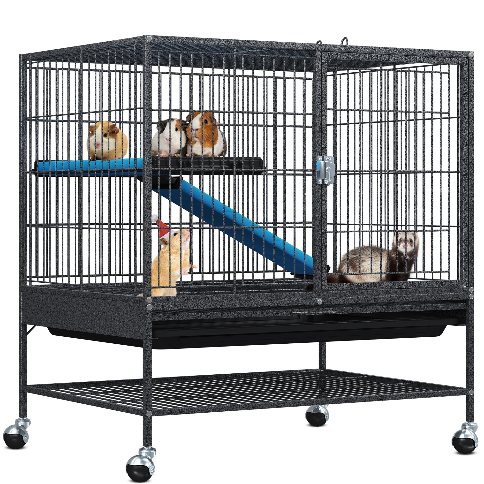 Metal 2 Tiers Small Animal Cages Indoor Critter Nation Cage On