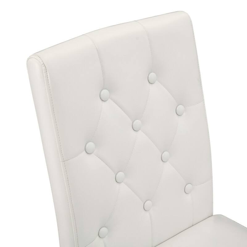 4-Pack Modern PU Dining Chairs with Ergonomic Buckle Backrest & Gold Metal Legs