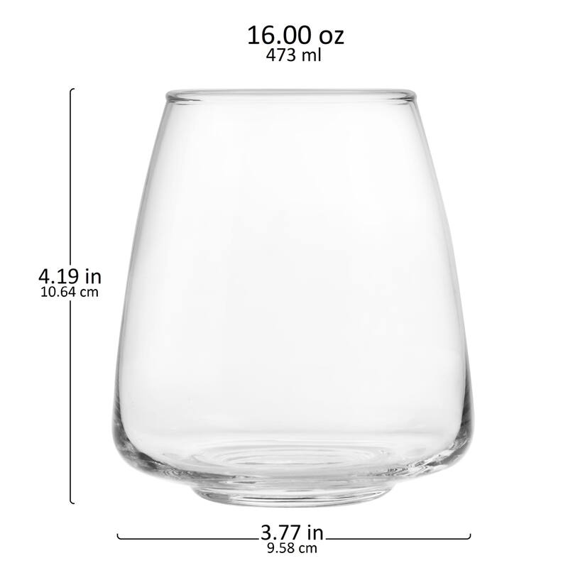 Libbey Stemless Stackable Tapered All Purpose Wine Glasses, 16-ounce, Set of 6 - Set of 6