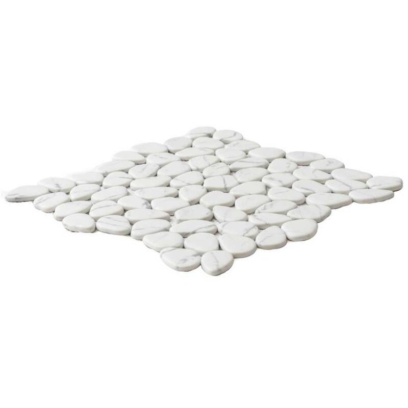 The Tile Life Recycled Cenote Pebble 13x13 Blanco Glass Floor & Wall Tile