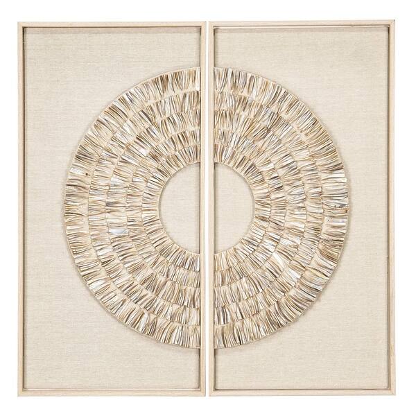 HUJI Glassless Two Piece Pearl Oyster Shell Wall Decor
