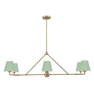 Xavier 6 Light Vibrant Gold and Green Chandelier - 46"W x 14.75"H x 18"D