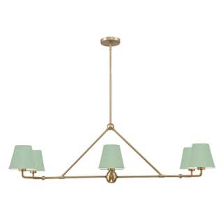 Xavier 6 Light Vibrant Gold and Green Chandelier - 46"W x 14.75"H x 18"D