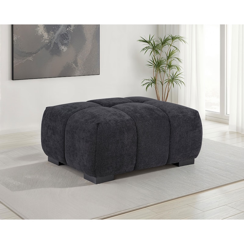 Octavia Fabric Rectangular Upholstered Ottoman Black